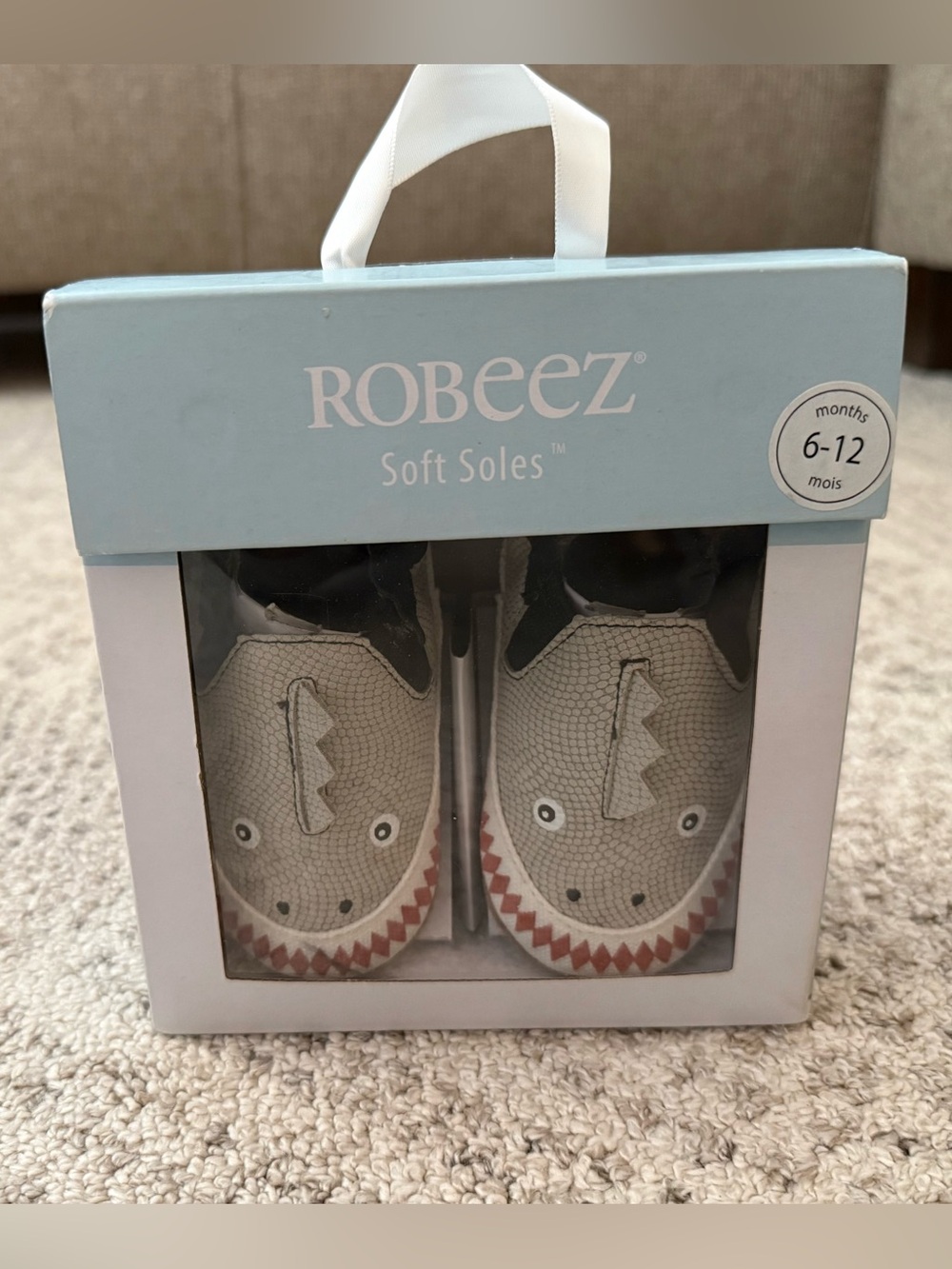 NIB Robeez Soft Sole Dino Dan Shoes Gray Sz 6-12 M